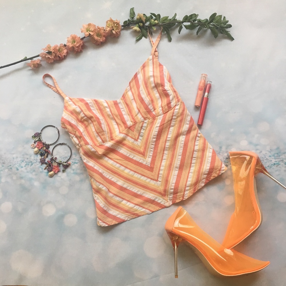 H&M orange stripes woven cami